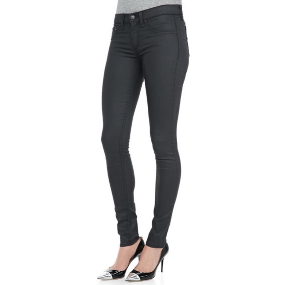 Rag & Bone SHOREDITCH Black Legging Jeans Matte Sheen Size 28